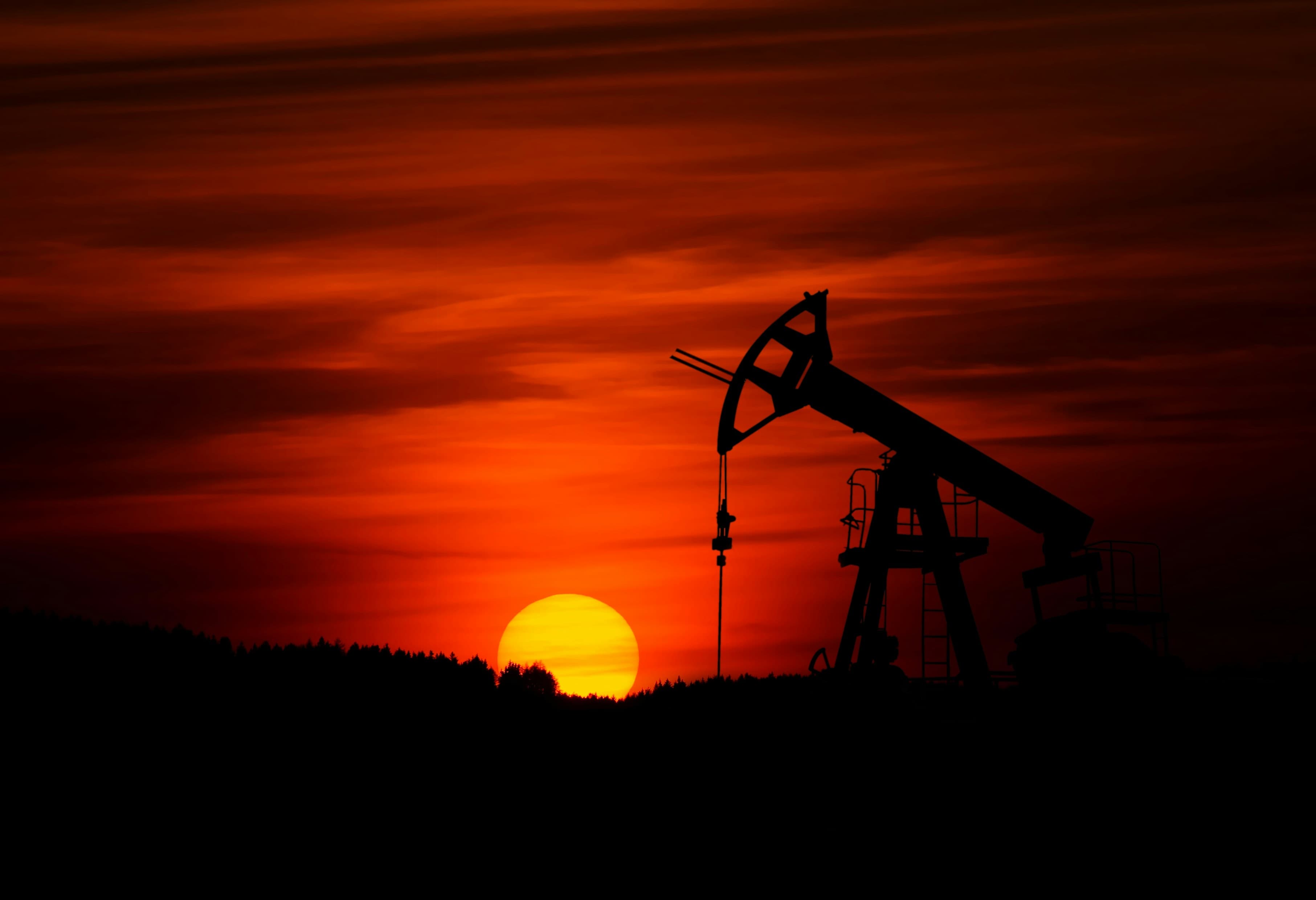 Oil pumpjacks at sunset
